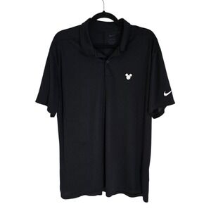 Nike Dri Fit Disney Mickey Mouse Polo Shirt Black XL Extra Large Golf